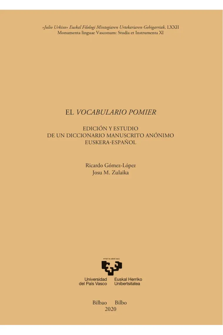 El vocabulario Pomier. Edición y estudio de un diccionario manuscrito anónimo euskera-español