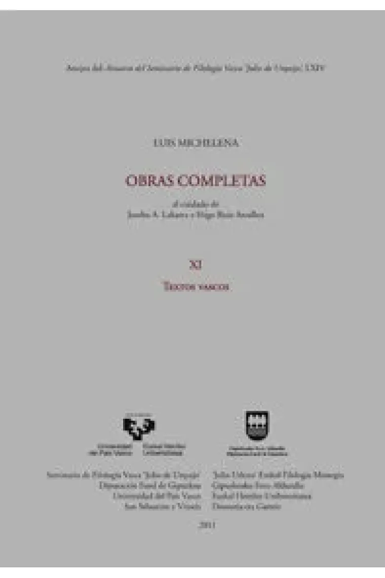 Luis Michelena. Obras completas. XI. Textos vascos