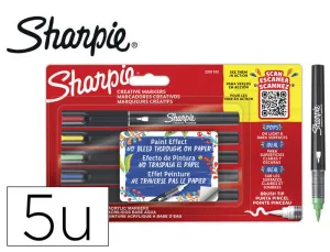 ROTULADOR SHARPIE ACRYLIC PUNTA PINCEL BLISTER DE 5 UNIDADES COLORES SURTIDOS