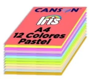CARTULINA A4 IRIS 185G COLORES PASTEL PAQUETE DE 120