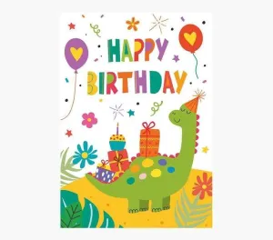 PICTURA TARJETA ZIG-ZAG - 15X22CM - TEMATICA DINOSAURIOS - TRIPTICA SIN ENVOLTORIO - INCLUYE SOBRE BLANCO - PAPEL CON CERTIFICACION FSC