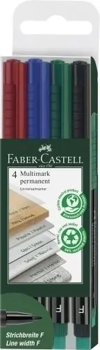 ROTULADOR PERMANENTE FABER-CASTELL MULTIMARK F BOLSA DE 4
