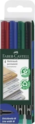 ROTULADOR PERMANENTE FABER-CASTELL MULTIMARK M BOLSA DE 4