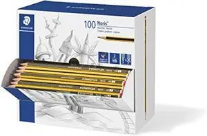 STAEDTLER NORIS 120-2 EXPOSITOR CON 100 LAPICES DE GRAFITO HEXAGONAL HB - MINA ULTRARRESISTENTE DE 2MM - MADERA DE BOSQUES SOSTENIBLES