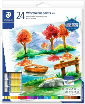 STAEDTLER PACK DE 24 TUBOS DE ACUARELA 12ML - COLORES BRILLANTES - USAR EN PAPEL ACUARELA O CARTULINA - COLORES SURTIDOS