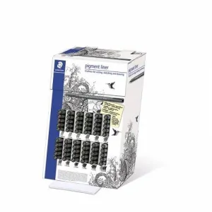 STAEDTLER PIGMENT LINER 308 EXPOSITOR CON 60 ROTULADORES CALIBRADOS - DIVERSAS ANCHURAS DE TRAZO - SECADO RAPIDO - COLOR NEGRO