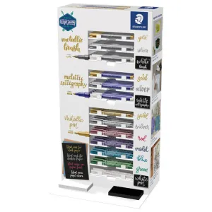 STAEDTLER METALLIC EXPOSITOR DE 130 ROTULADORES DE PUNTA FINA METALICOS - TINTA BASE DE AGUA - COLORES SURTIDOS