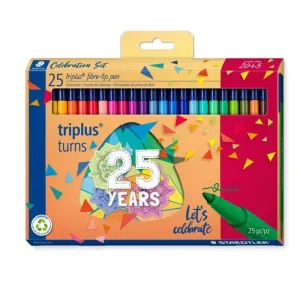 STAEDTLER TRIPLUS COLOR 323 PACK DE 25 ROTULADORES DE PUNTA FINA - TRAZO 1MM APROX - TINTA BASE DE AGUA - COLORES SURTIDOS