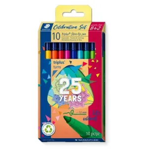 STAEDTLER TRIPLUS COLOR 323 PACK DE 10 ROTULADORES - TRAZO 1MM APROX - TINTA ANTISECADO - CAPUCHON VENTILADO - COLORES SURTIDOS