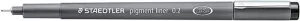 STAEDTLER PIGMENT LINER 308 ROTULADOR CALIBRADO - TRAZO 0.2MM - SECADO RAPIDO - COLOR NEGRO