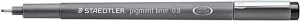 STAEDTLER PIGMENT LINER 308 ROTULADOR CALIBRADO - TRAZO 0.8MM - SECADO RAPIDO - COLOR NEGRO