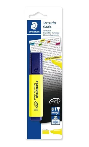 STAEDTLER TEXTSURFER CLASSIC 364 MARCADOR FLUORESCENTE - PUNTA BISELADA 1 - 5MM APROX - SECADO RAPIDO - COLOR AMARILLO FLUORESCENTE