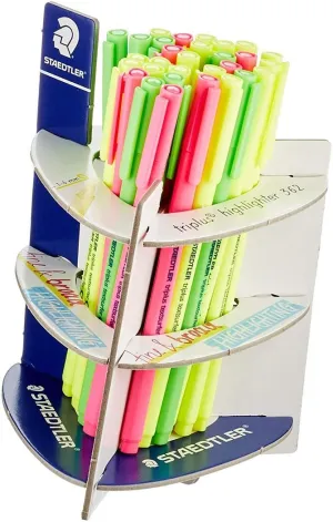 STAEDTLER TRIPLUS TEXTSURFER 362 EXPOSITOR DE 30 MARCADORES FLUORESCENTES - TRAZO 1 - 4MM APROX - TINTA BASE DE AGUA - COLORES SURTIDOS