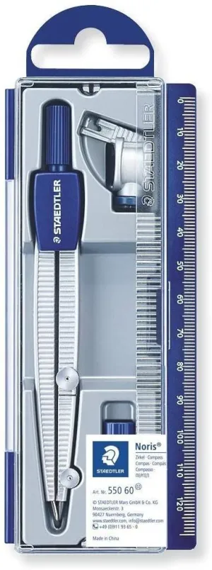 STAEDTLER NORIS 550 60 COMPAS DE PRECISION - DIAMETRO MAXIMO 300MM - PARA INICIACION AL DIBUJO
