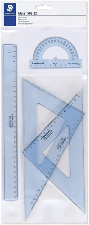 STAEDTLER PACK DE 4 REGLAS - REGLA RECTA - TRANSPORTADOR - ESCUADRA - CARTABON