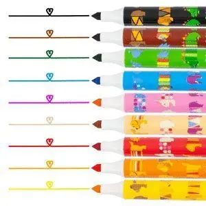 PELIKAN COMBINO JUMBO PACK DE 9 ROTULADORES DE COLORES - LAVABLES - NO TOXICOS - 2 ANCHOS DE TRAZO - PUNTA DE FIBRA - COLORES SURTIDOS