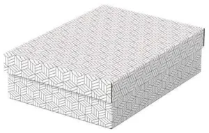 ESSELTE PACK DE 3 CAJAS MEDIANAS DE ALMACENAMIENTO CON TAPA 265X100X360MM - CARTON 100% RECICLADO Y RECICLABLE - DISEñO BLANCO CON DIBUJO