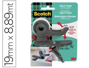 SCOTCH DISPENSADOR DE CINTA ADHESIVA - PARA CINTAS DE HASTA 19MM X 8.89M - INCLUYE CINTA ADHESIVA - COLOR GRIS