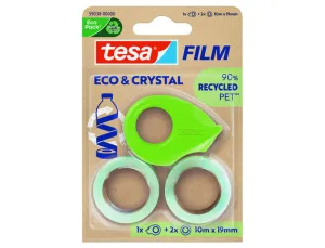 CINTA ADHESIVA TESA FILM ECO&CRISTAL TRANSPARENTE 10 M X 19 MM BLISTER DE 2 UNIDADES + MINIPORTARROLLO
