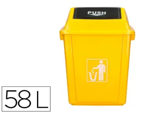 PAPELERA CONTENEDOR Q-CONNECT PLASTICO CON TAPA DE BALANCIN 58 LITROS 470X330X760 MM AMARILLO