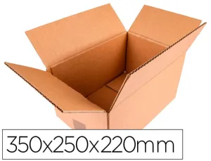 CAJA PARA EMBALAR Q-CONNECT AMERICANA CARTON CANAL SIMPLE 5 MM COLOR KRAFT 350X250X220 MM