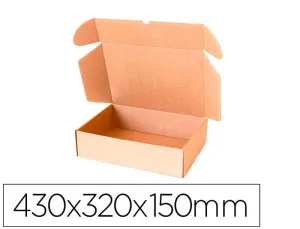 CAJA AUTOMONTABLE Q-CONNECT PARA E-COMMERCE Y REGALO CARTON SIMPLE 3 MM 430X320X150 MM