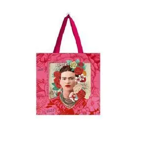 BOLSA ALGODON FRIDA KAHLO MEDIANA ROSA