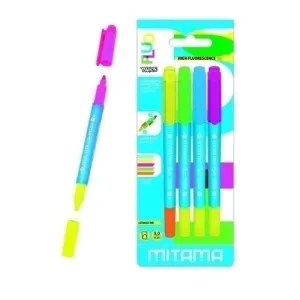 MARCADOR FLUOR MITAMA DOBLE PUNTA NEON ESTUCHE DE 4