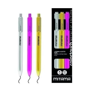 BOLIGRAFO MITAMA RETRACTIL COLECCION METALIC SURTIDO PACK DE 3 (3 COL.)