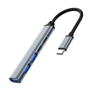 EWENT EW1149 HUB 5 PUERTOS - 1X USB-A 3.2 GEN1, 2X USB 2.0, 1X USB-C, 1X USB-C PD - CABLE 15CM - COLOR PLATA