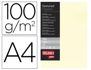 APLI PACK DE 100 HOJAS DE PAPEL VERJURADO - ALTA CALIDAD - 100GR - APTO PARA IMPRESORAS Y ESCRITURA MANUAL - COLOR CREMA