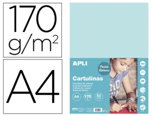 APLI CARTULINA AZUL CLARO A4 170G 50 HOJAS