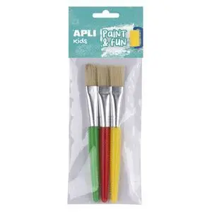 APLI PACK DE 3 DE PINCELES JUMBO PARA NIñOS - PUNTA PLANA - CERDAS SINTETICAS - IDEAL PARA DESARROLLO CREATIVO Y DIDACTICO