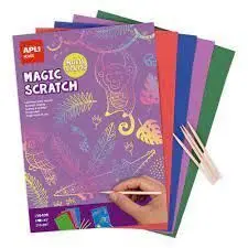 APLI MAGIC SCRATCH COLORES PACK DE 8 LAMINAS PARA RASCAR - MEDIDAS 210 X 297MM - COLORES SURTIDOS
