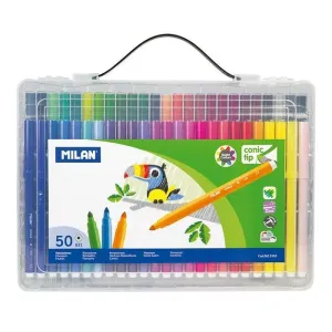 MILAN MALETIN DE 50 ROTULADORES DE PUNTA CONICA - PUNTA 5 MM - TINTA A BASE DE AGUA - MEZCLABLE ENTRE SI - COLORES SURTIDOS