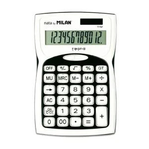 MILAN CALCULADORAS DE 12 DIGITOS - 3 TECLAS DE MEMORIA - RAIZ CUADRADA - CALCULO DE MARGENES - TECLA DE APAGADO - COLOR BLANCO Y NEGRO
