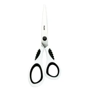 MILAN TIJERAS OFICINA CON CUCHILLA DE ACERO INOXIDABLE - MANGO DE PLASTICO BLANCO ERGONOMICO - LONGITUD 20,5CM - COLOR BLANCO
