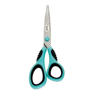 MILAN DOTS & BUTTONS TIJERAS OFICINA CON CUCHILLA DE ACERO INOXIDABLE - MANGO DE PLASTICO TURQUESA ERGONOMICO - LONGITUD 20,5CM - COLOR AZUL