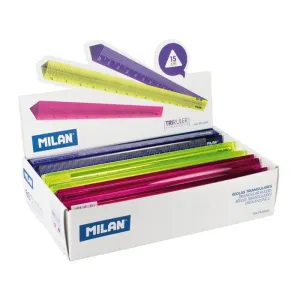 MILAN EXPOSITOR DE 60 REGLAS TRIANGULARES - LONGITUD 15CM - PLASTICO - COLORES SURTIDOS