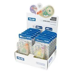 MILAN NEW LOOK EXPOSITOR CON 12 BLISTERS DE CINTA CORRECTORA - PRESENTACION EN BLISTER - 5MM X 15M - COLORES SURTIDOS