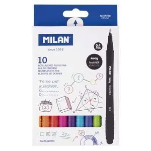MILAN SWAY FINELINER PACK DE 10 ROTULADORES - TINTA AL AGUA - PUNTA FINA 0.4MM - COLORES SURTIDOS