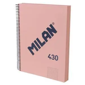 MILAN 430 SINCE 1918 CUADERNO A4 CON ESPIRAL - CUADRICULA 5X5MM - 120 HOJAS DE 95G - TAPA DURA - COLOR ROSA