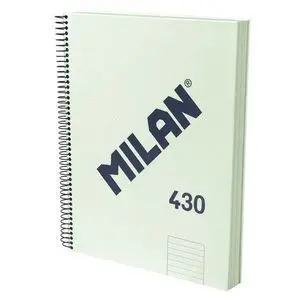 MILAN 430 SINCE 1918 CUADERNO A4 CON ESPIRAL - PAPEL A LINEAS DE 7MM - 120 HOJAS DE 95G - TAPA DURA - COLOR MENTA