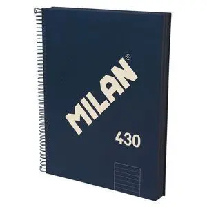 MILAN 430 SINCE 1918 CUADERNO A4 CON ESPIRAL - PAPEL A LINEAS DE 7MM - 120 HOJAS DE 95G - TAPA DURA - COLOR AZUL