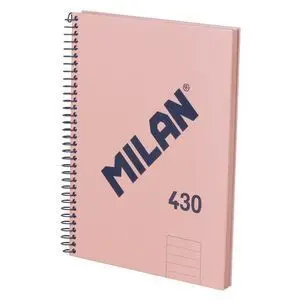 MILAN 430 SINCE 1918 CUADERNO A5 CON ESPIRAL - PAPEL A LINEAS DE 7MM - 80 HOJAS DE 95G - TAPA DURA - COLOR ROSA