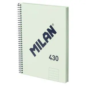 MILAN 430 SINCE 1918 CUADERNO A5 CON ESPIRAL - PAPEL A LINEAS DE 7MM - 80 HOJAS DE 95G - TAPA DURA - COLOR MENTA