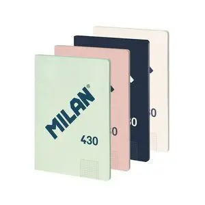 MILAN 430 SINCE 1918 PACK DE 4 LIBRETAS A4 ENCOLADAS - CUADRICULA 5X5MM - 48 HOJAS DE 95G - COLORES SURTIDOS