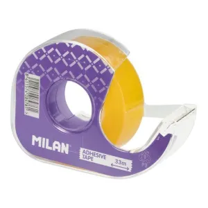 MILAN EXPOSITOR DE 36 CINTAS ADHESIVAS TRANSPARENTES CON DISPENSADOR - MEDIDAS 19MM X 33M - COLOR AMARILLO TRANSPARENTE