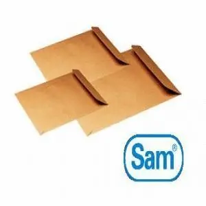 SAM PACK DE 250 SOBRES DE PAPEL KRAFT 90GRS - MEDIDAS 250X353MM - AUTOADHESIVO CON TIRA DE SILICONA - COLOR MARRON