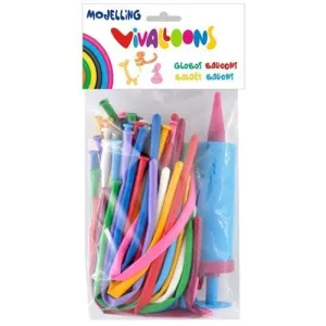 GLOBOS VIVALLOONS MOLDEABLES + INFLADOR 14734 BOLSA DE 50